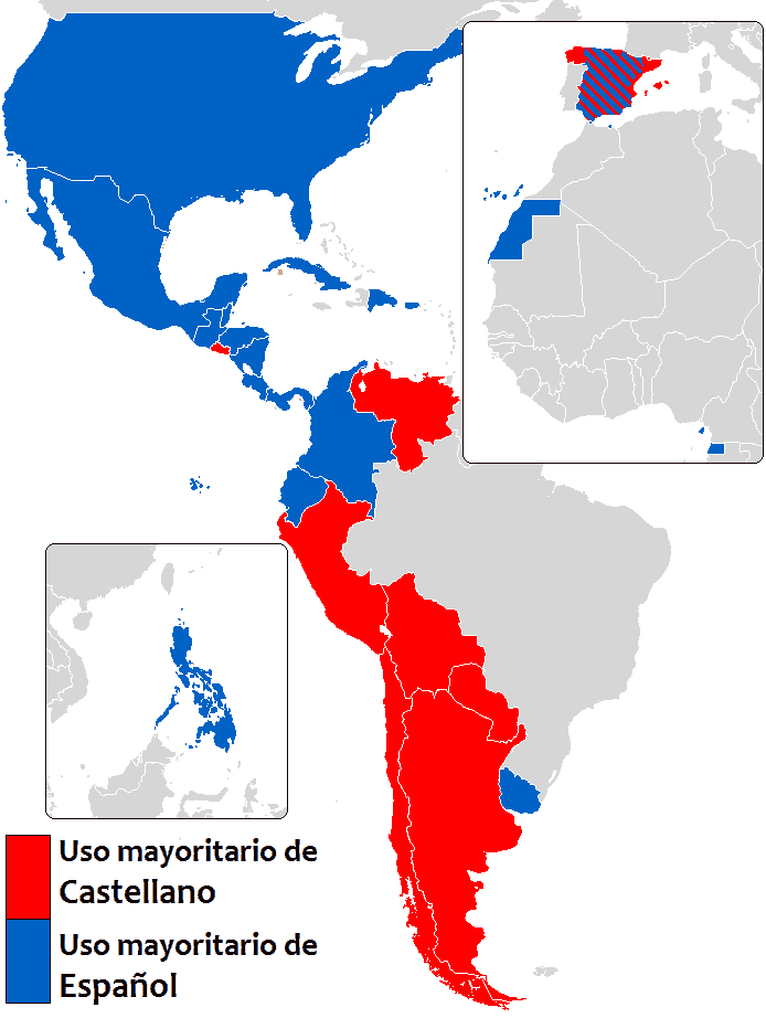 Map Of Castellano Versus Espa Ol To Refer To Spanish MoverDB Com   Castellano Espanol 