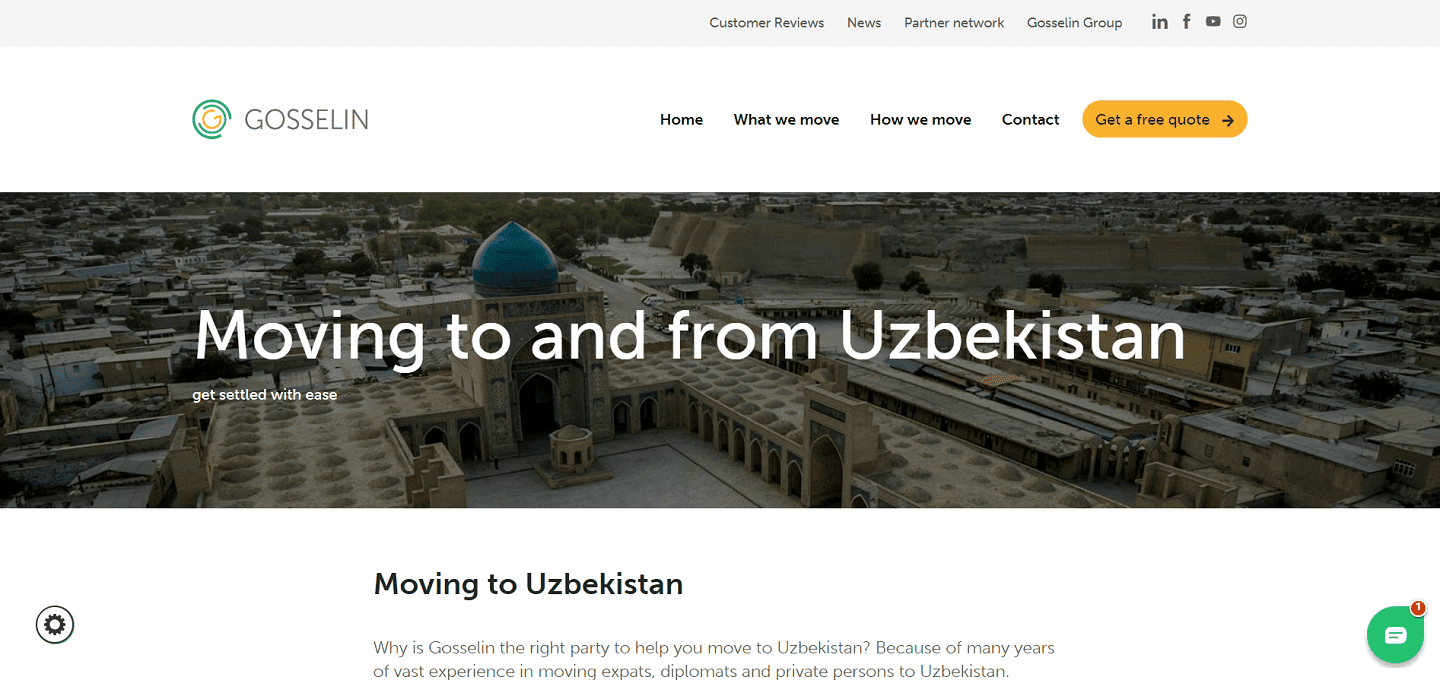 Azienda di traslochi internazionali Gosselin Uzbekistan