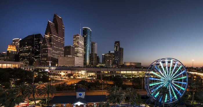 Skyline von Houston bei Nacht