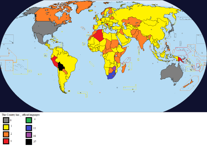 Number Of Official Languages Per Country