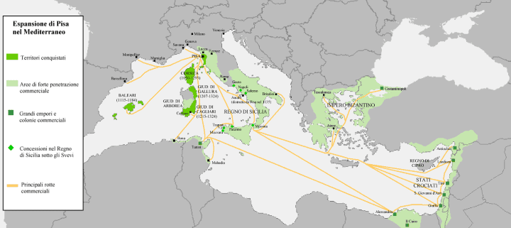 Rutas comerciales e influencia comercial de la República de Pisa en el siglo XII