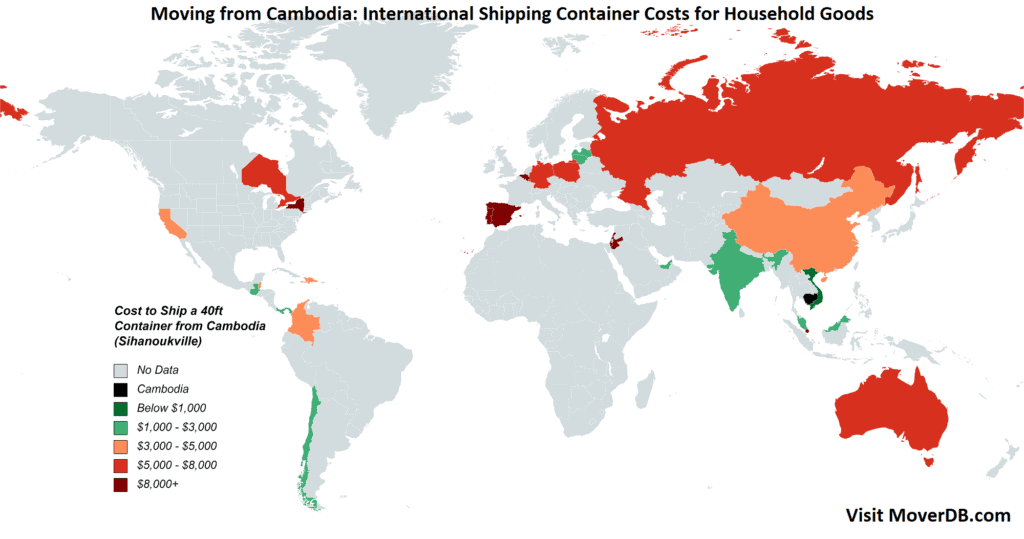 Costes del contenedor de transporte desde Camboya (Sihanoukville)