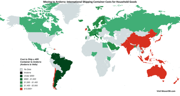 2025 Sea Freight Container Shipping Rates To & From Andorra