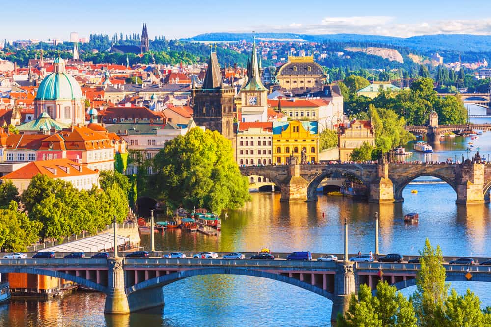 Aerial view of the old town of Prague, Czech Republic