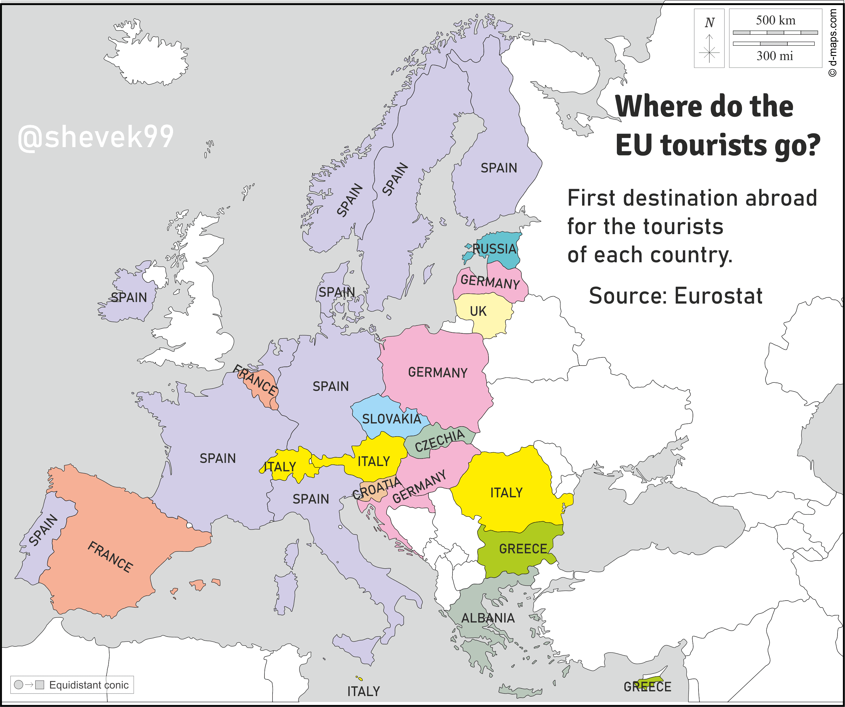 Euroopan maiden suosituimmat matkailukohteet vuonna 2022 [MAP] 